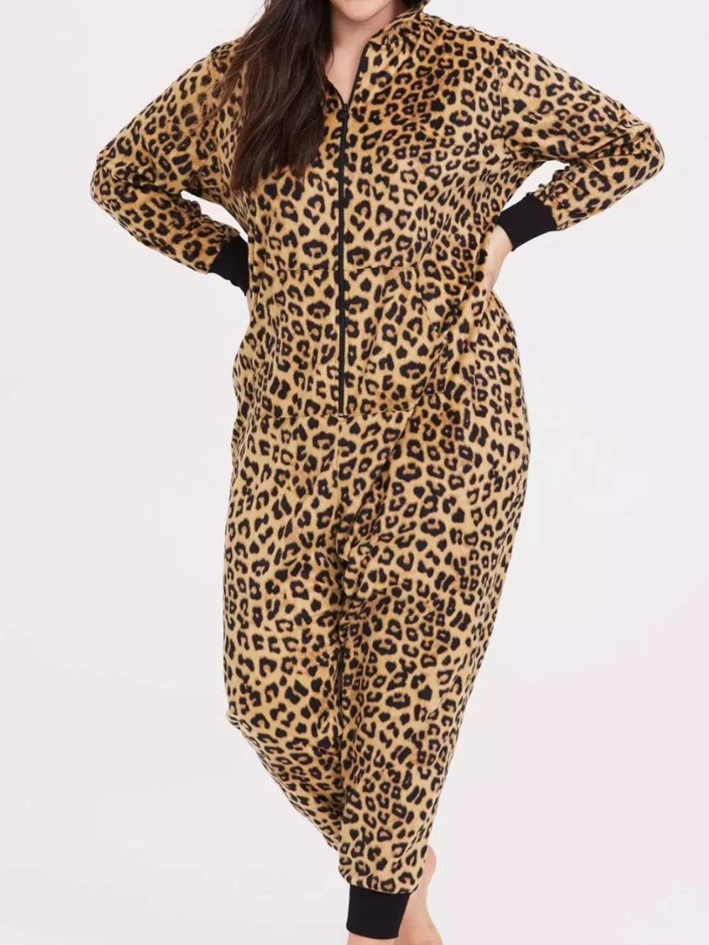 Leopard Print Fleece Jacket & Jumpsuit - Women’s Cozy Leopard Size 5/6